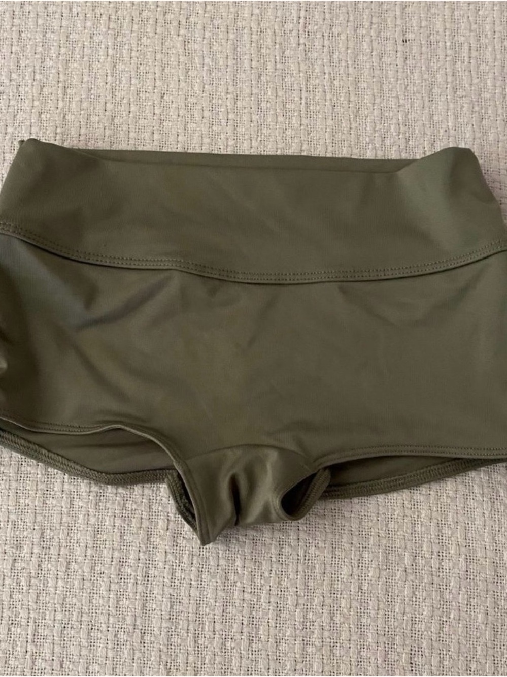 High-Rise Olive Green Women’s Swim Shorts